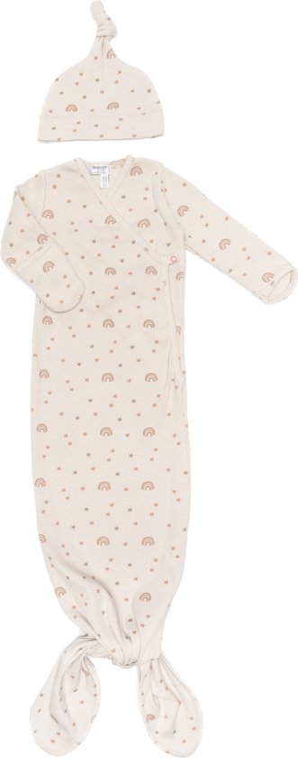 Cocon Baby Slaapzak & mutsje 0-3 mnd - Knoopslaapzak + krabwantjes - Geknoopte Slaapzak 50/56 - Milky Rust Rainbow - Roze - Snoozebaby van Merkloos