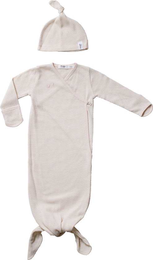 Cocon Baby Slaapzak & mutsje 0-3 mnd - Knoopslaapzak + krabwantjes - Geknoopte Slaapzak 50/56 - Peach Blush - Geel - Snoozebaby van Merkloos