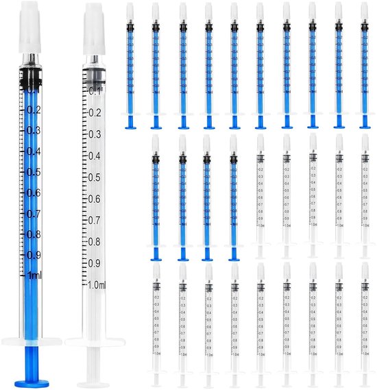 Colostrum spuiten 30 stuks - 1 ml - plastic - met doppen - voor het meten van vloeistoffen