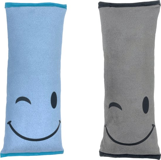 Combiset Grijs en Blauw - Gordelhoes Kind - Gordelkussen - Gordel Beschermer - Autogordel beschermer - Slaapkussen Auto - Gordelhoes Auto - Nekkussen Kind - Gordelhoezen van Merkloos