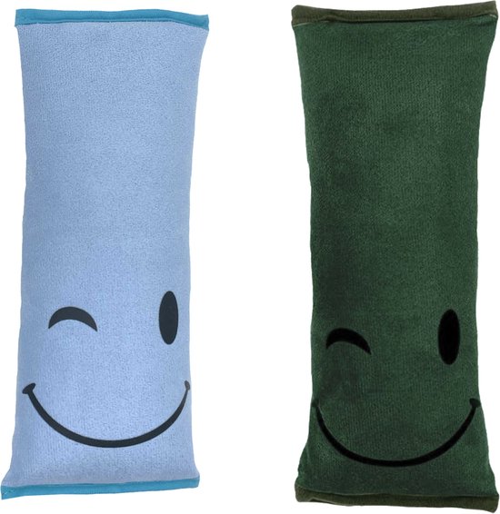 Combiset Groen en Blauw - Gordelhoes Kind - Gordelkussen - Gordel Beschermer - Autogordel beschermer - Slaapkussen Auto - Gordelhoes Auto - Nekkussen Kind - Gordelhoezen