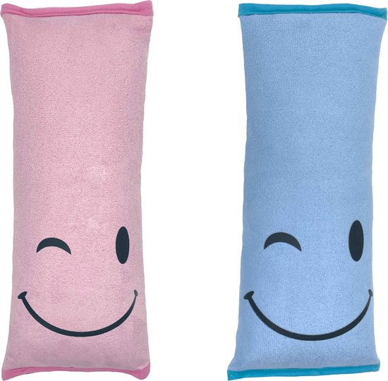 Combiset Roze en Blauw - Gordelhoes Kind - Gordelkussen - Gordel Beschermer - Autogordel beschermer - Slaapkussen Auto - Gordelhoes Auto - Nekkussen Kind - Gordelhoezen van Merkloos
