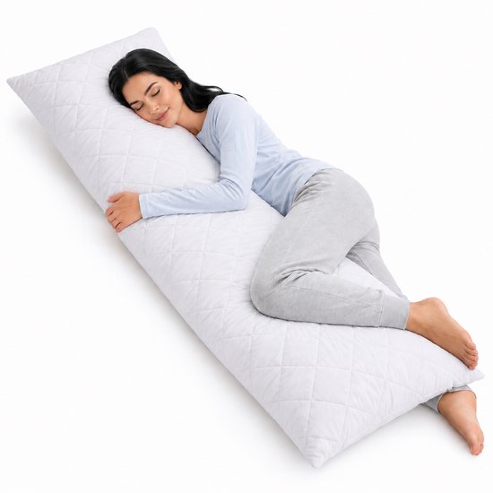 Comfeur Body Pillow Memory Foam - Ergonomische Zijslaapkussen & Zwangerchapskussen - Verstelbare Vulling Traagschuim - Wasbare Hoes - 40x145 cm
