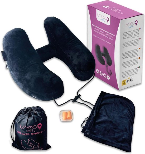 Comfortabel opblaasbaar reiskussen - Ergonomische neksteun voor vliegtuig, auto, trein - Compact en licht - Ideaal om te slapen op reis van Merkloos