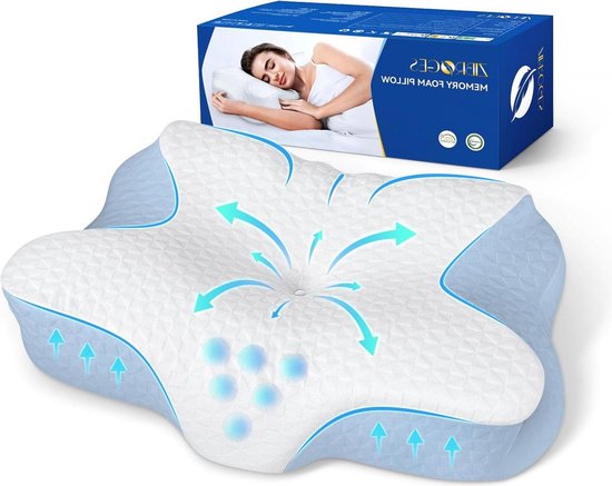 Comfortabel traagschuim nekkussen - ideaal voor zijslapers, rugslapers en buikslapers - wasbare kussensloop - 61x41x115 cm van Flowavity