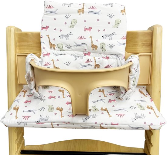 Comfortabele Kinderstoel Kussen Geschikt voor Tripp Trapp, Vervangende Hoes met Plastic Coating, Zacht Zitkussen voor Baby's en Peuters, Wit, Hoogwaardige Materialen
