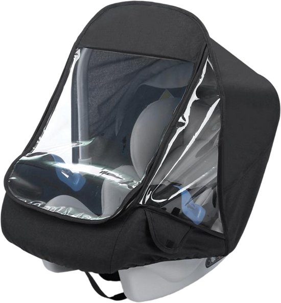 Comfortabele universele regenhoes voor babyautostoelen - Beschermt autostoelen tegen regen - Weerbestendig -Zwart van Merkloos