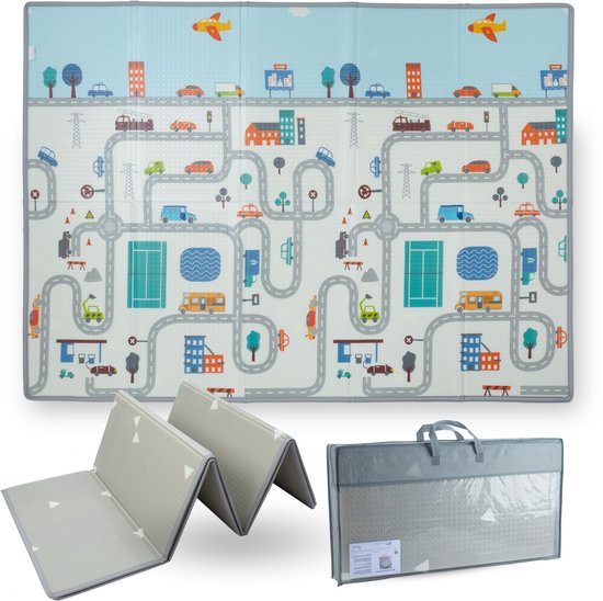 ComfyKidz® Speelmat Baby Opvouwbaar 200x150 cm – Dubbelzijdig XPE Schuim – BPA Vrij – Binnen en Buiten – Inclusief Luxe Opbergtas van Merkloos