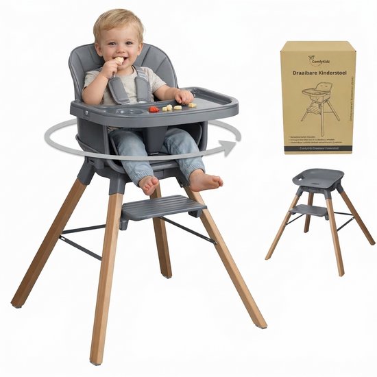 ComfyKidz® Twist 'n Sit 360° - Draaibare 2 in 1 Kinderstoel - Houten Poten - Verwijderbaar Eetblad - 6 Maanden tot 4 Jaar - Eetstoel Baby Peuter van Merkloos