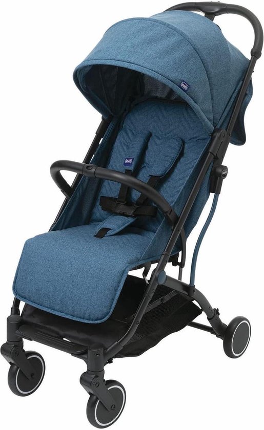 Compacte Buggy - Opvouwbaar - Verstelbare rugleuning - Ultralicht - Baby Wandelwagen met Trolleysysteem - Regenhoes & Uittrekbare Kap - tot 15 kg - Blauw Buggy inklapbaar vliegtuig van Merkloos