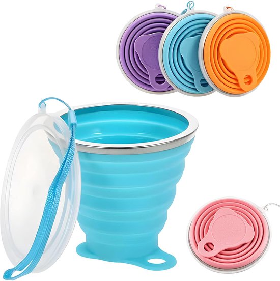 Compacte Set van 4 Opvouwbare Drinkbekers voor Reis en Avontuur van $