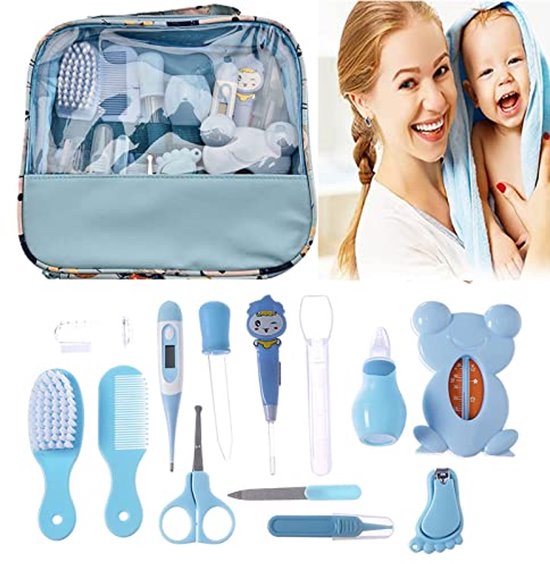 Complete Babyverzorgingsset - 13-delige Set met Tas voor Nagel- en Neuszorg (Blauw) van Lictin