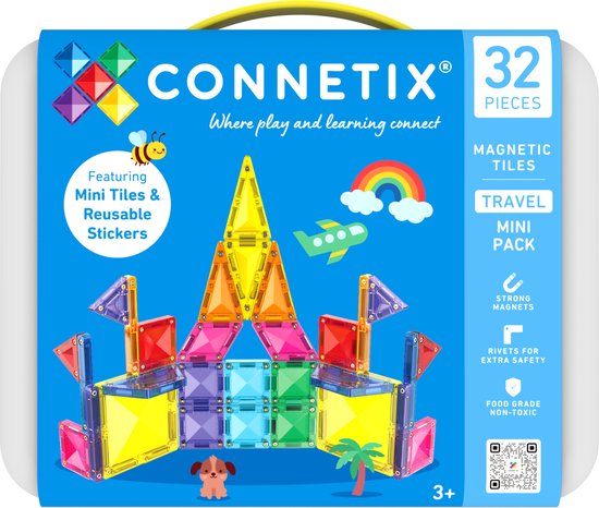 CONNETIX - Magnetisch Tegels - Travel Mini Pack/Reisset - 32 Stuks - Magnetisch Speelgoed