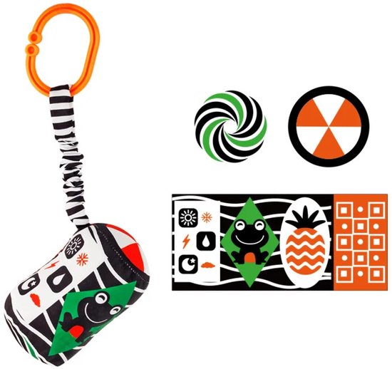 Contrastrijke Vormenset Babyspeelgoed, Zwart-wit Speelgoed Voor in De Kinderwagen, Pluche Rammelaars Voor in Het Autostoeltje, Geschikt Voor Pasgeborenen, Zuigelingen En Baby's Van 0-12 Maanden (Cilindrische vorm) van Merkloos