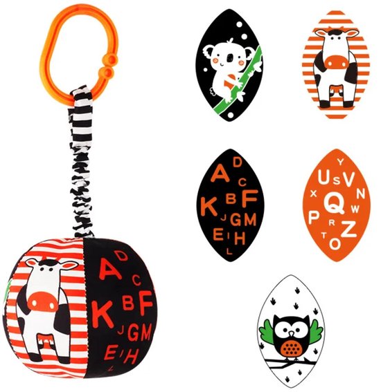 Contrastrijke Vormenset Babyspeelgoed, Zwart-wit Speelgoed Voor in De Kinderwagen, Pluche Rammelaars Voor in Het Autostoeltje, Geschikt Voor Pasgeborenen, Zuigelingen En Baby's Van 0-12 Maanden (Pompoenvorm) van Merkloos