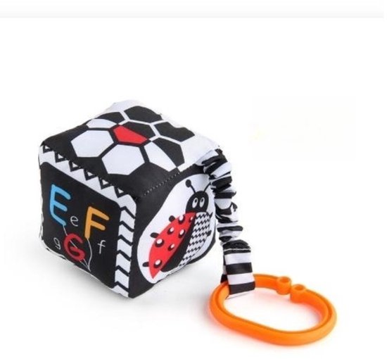 Contrastrijke Vormenset Babyspeelgoed, Zwart-wit Speelgoed Voor in De Kinderwagen, Pluche Rammelaars Voor in Het Autostoeltje, Geschikt Voor Pasgeborenen, Zuigelingen En Baby's Van 0-12 Maanden (Vierkant 1) van Merkloos