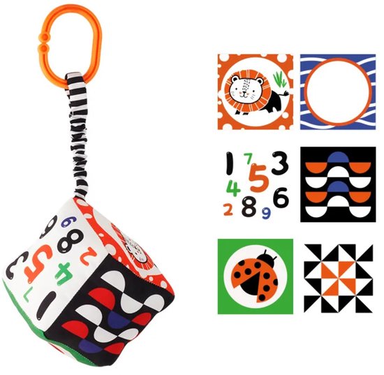 Contrastrijke Vormenset Babyspeelgoed, Zwart-wit Speelgoed Voor in De Kinderwagen, Pluche Rammelaars Voor in Het Autostoeltje, Geschikt Voor Pasgeborenen, Zuigelingen En Baby's Van 0-12 Maanden (Vierkant 3)