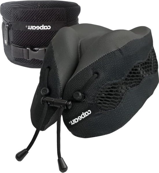 Cool Travel Pillow - Luchtcirculerend hoofd en nek traagschuim koeling reiskussen - zwart van J Pillow