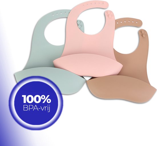 COOL'R® Baby Slabber Set - Baby Slabber - Silicone baby slabbetjes - Zachte slab met opvangbakje - Unisex slabbers van COOL'R®