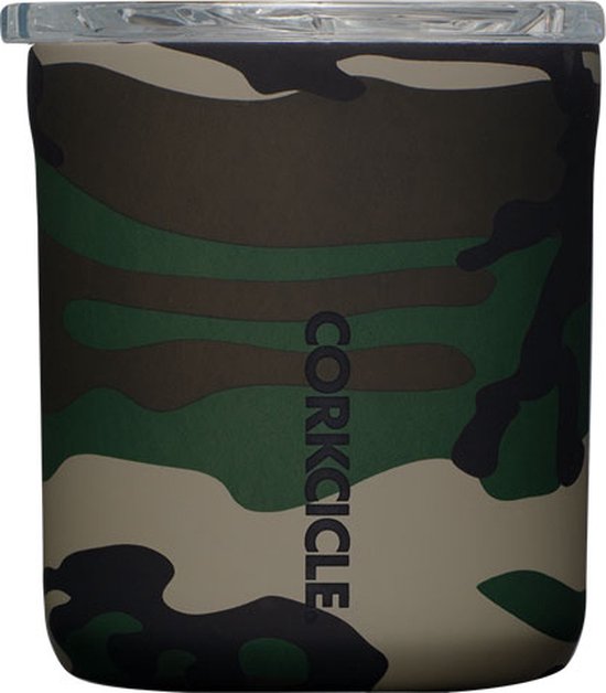 Corkcicle Buzz Cup 335ml- Woodland Camo-Camouflage-Reisbeker met onbreekbare deksel- Drievoudig geïsoleerd-RVS - Koffiebeker- Drinkbeker- Thermosbeker van Corkcicle