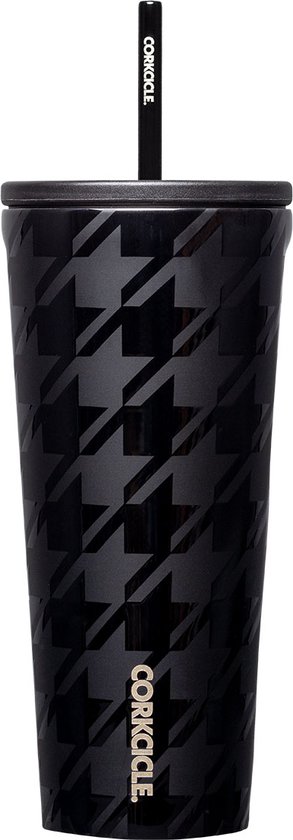 Corkcicle Cold Cup 700ml-Onyx Houndstooth-Thermosfles-Drinkbeker-met rietje-Go to drinkbeker-30oz- Spill proof van Corkcicle