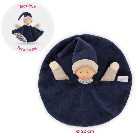 Corolle knuffeldoek - Marineblauw babydoekje 17cm - zacht speelgoed. van Corolle