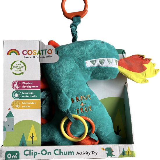 Cosatto - Clip On - Draak - Activity Toy - Pluche - Dragon van Cosatto