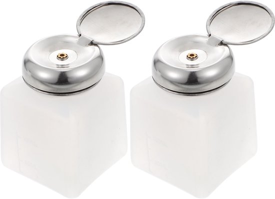Cosensi- Drukpompfles 250 ml - Lege Pompdispenser - Afsluitbare Fles - Vierkante Plastic Fles - 2 Stuks - Roestvrijstalen Deksel - Dispenserfles
