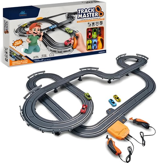 CosmoToys Elektrische Racebaan - Inclusief 2 Racebaanauto's - voor Kinderen - Autobaan Speelgoed - 28 Baandelen van Cosmo