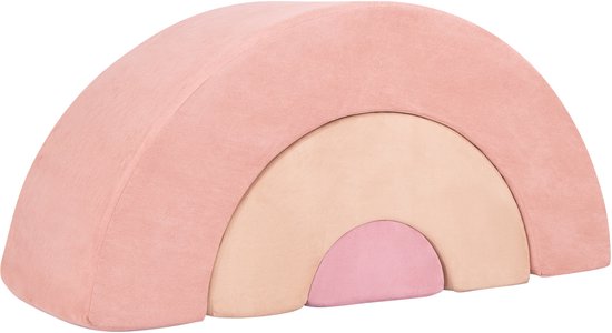 COSTWAY 3-delige zachte bouwstenen, schuimbouwstenen voor klimmen en kruipen voor baby's, klimboog, reuzenbouwstenen van schuim, grote bouwstenen voor gebruik binnenshuis, roze