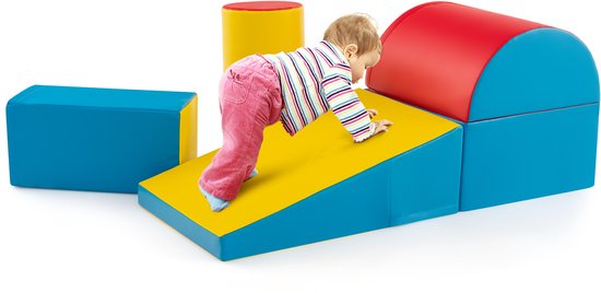 COSTWAY 5-delige bouwblokken van schuim, reuze bouwblokken om mee te spelen en op te klimmen, zachte, grote bouwblokken, veelkleurig, bouwblokken voor baby's en peuters