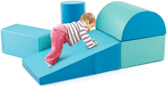 COSTWAY 5-delige schuimbouwstenen, reuzenbouwstenen om te ravotten en te klimmen, zachte schuimbouwstenen, grote bouwstenen meerkleurig, bouwblokken voor baby's en peuters van Merkloos