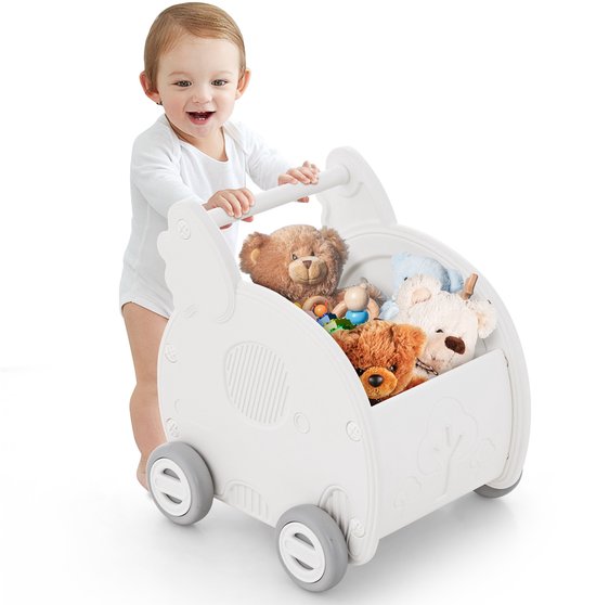 COSTWAY Baby loophulp om te leren lopen, loopwagen met opbergruimte en wielen en handvat, loopwagen om te duwen en te trekken, schuifspeelgoed vanaf 1 jaar, beige van Merkloos