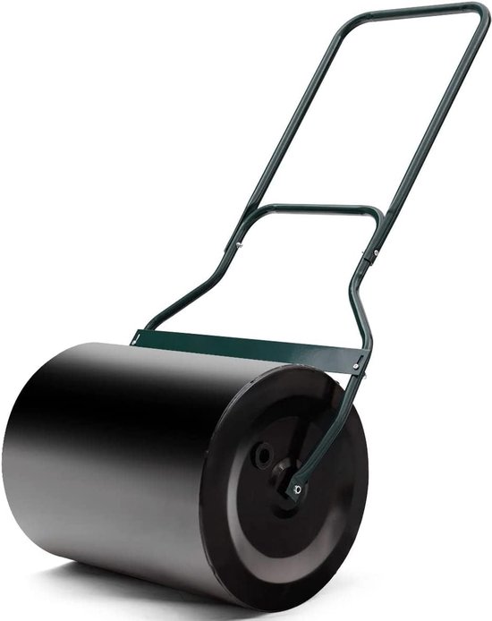 COSTWAY Gazonwals bij te vullen met water of zand, 60 l, Ø 40 cm x 50 cm, bodemwals met handvat, metalen handroller, gazonroller voor vlakken, gazon, tuin, zwart van COSTWAY