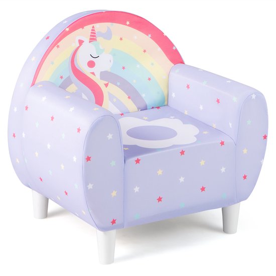 COSTWAY Kinderbank voor peuters, kinderstoel, gestoffeerd met rugleuning en armleuning, speelbank, kinderbank voor kinderkamer, speelkamer, babybank vanaf 3 jaar, 55 x 41 x 54 cm (paars) van COSTWAY
