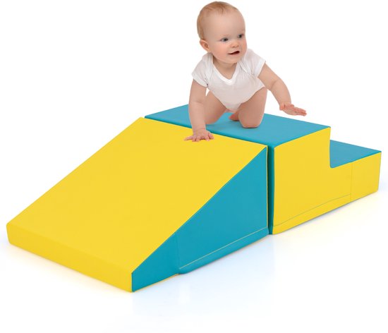 COSTWAY Schuimrubberen bouwstenen voor kinderen, zachte bouwstenen om te ravotten en te klimmen, reuzenbouwstenen van schuim, grote bouwstenen voor baby's en peuters
