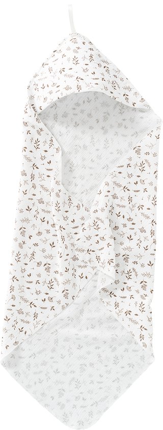 Cottonbaby Badcape Soft Leaves white/taupe van Cottonbaby