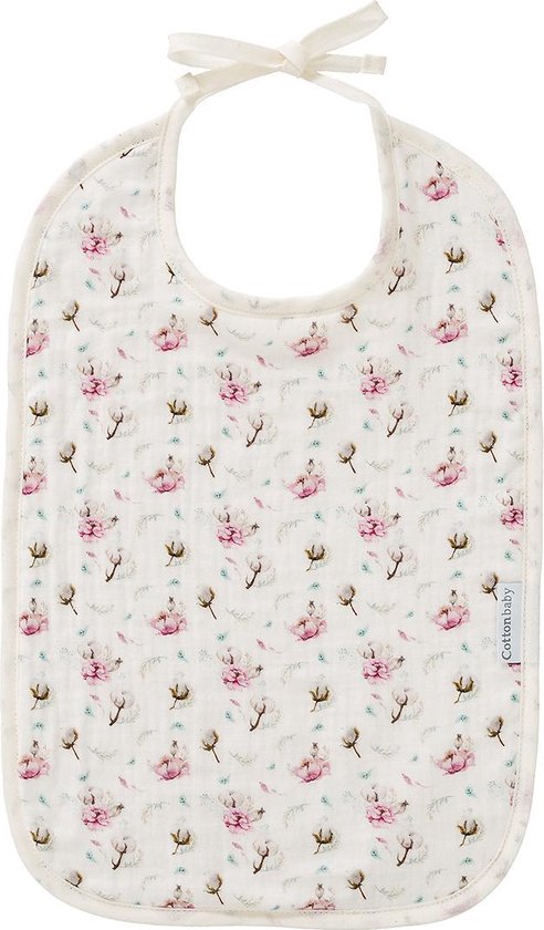 Cottonbaby slab - cottonflower - wit/roze van Cottonbaby
