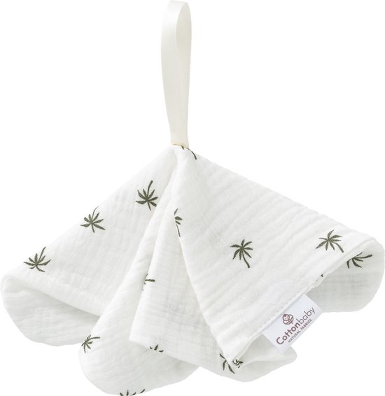 Cottonbaby speendoekje - soft - palmboompjes - wit/donkergroen van Cottonbaby