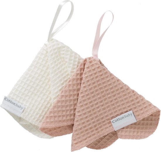 Cottonbaby Speendoekje - wafel- per set van 2 - room/poederroze van Cottonbaby