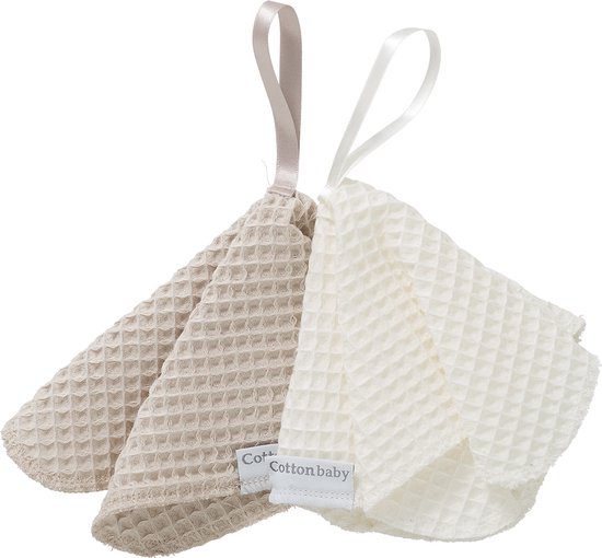 Cottonbaby speendoekje - wafel - per set van 2 - zand/room van Cottonbaby