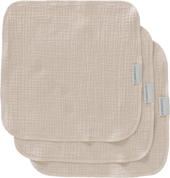 Cottonbaby spuugdoekjes - zand - per set van 3 stuks van Merkloos