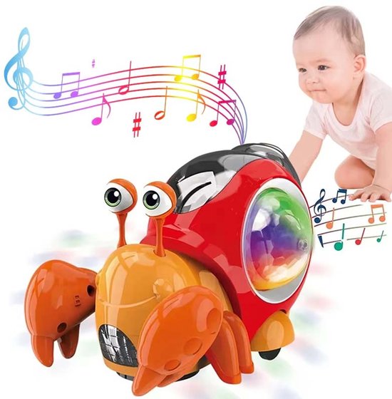 Crawling Crab Baby Toy with Music, Light Up Interactive Musical Toys for Babies, Dancing Crawling Toy, Toddler Toys 0-12 van Merkloos