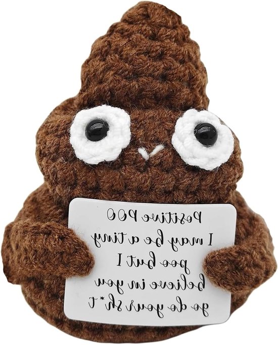 Creatieve Gehaakte Wolpop met Positieve Energiekaart, Perfect voor Herstelgeschenken, Aanmoediging en Schoolstart voor Jongens en Meisjes