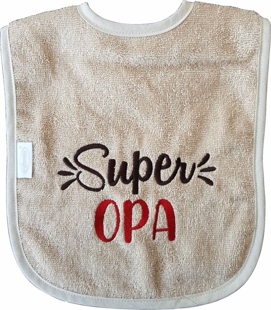 Crème kleurige slab met "Super Opa" - grootvader, babyshower, zwanger, cadeautje, kraamcadeau, grappig, geschenk, baby, tekst van Babystuff4you