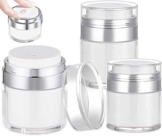 Crèmepotjes, 3 stuks, pompdispenser voor crème, navulbare reiscrème, draagbare cosmeticacontainer voor crème, lotion voor thuisgebruik op reis (15/30/50 ml)