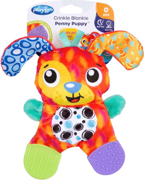 Crinkle Blankie Penny Puppy- rammelaar - Speelgoed Baby -knuffeldoekje - Baby Speelgoed - Educatief baby speelgoed- bijtring van Trixie Kids