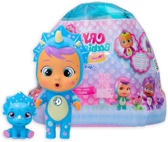 CRY BABIES MAGIC TEARS Icy World Dinos | Surprise Collectible Dinosaur Doll Crying Real Tears and His Pet - Toy for Kids +3 Years