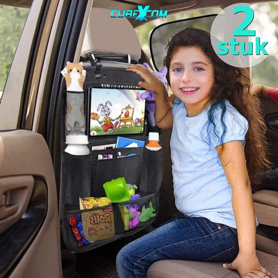 CUBEXCOM® Auto Organizer, Autostoel Organizer, Tablet Houder Auto, Baby Kinderen Autostoel Organizer, Tablet Houder, Autostoel Organizer voor Kinderen, Autostoelen Rugleuning Organisatoren, Autostoelbescherming, Auto Seat Organizer, ZWART, 2 STUKS van CUBE