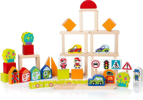 Cubika houten blokkenset verkeer van Cubika